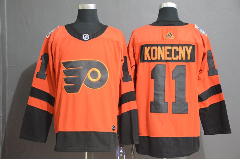 Men Philadelphia Flyers #11 Konecny Orange Adidas Third Edition Adult NHL Jersey